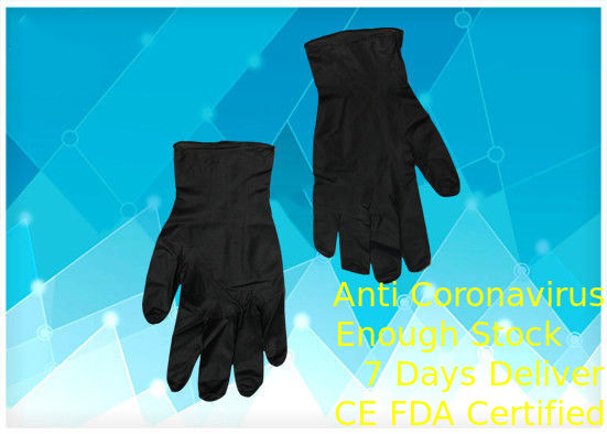 Couleur noire statique adaptée aux besoins du client de gants en caoutchouc médicaux de taille anti confortable fournisseur